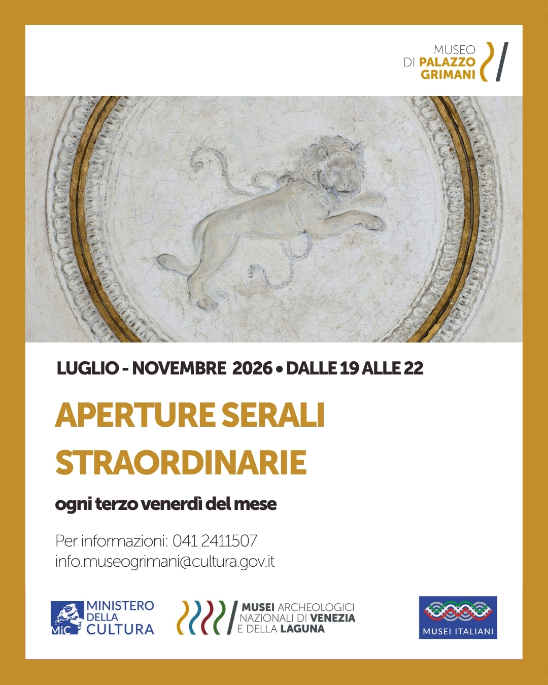 aperture serali 2026 Grimani social