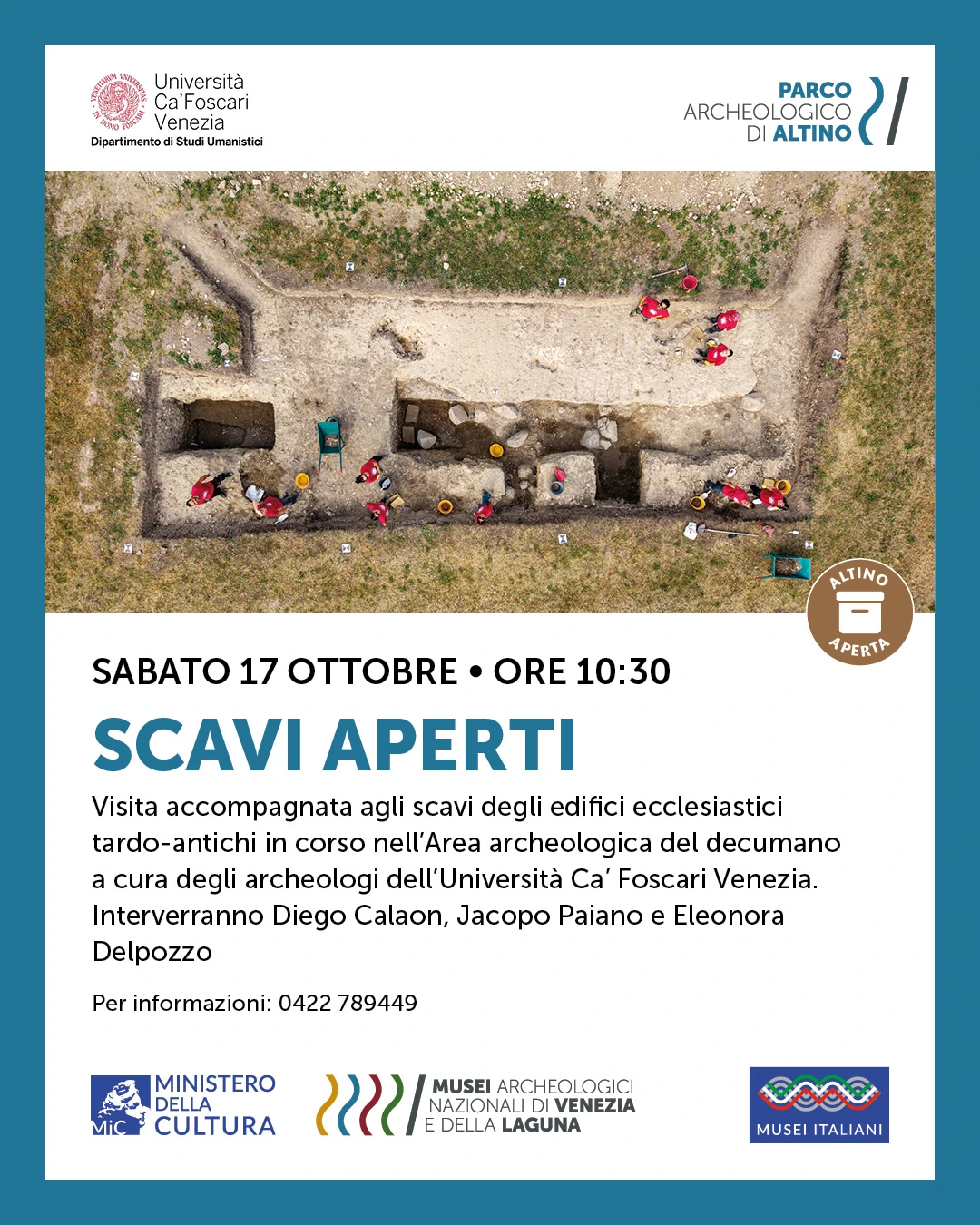Scavi Aperti | Visita accompagnata con l'Università Ca' Foscari Sabato 17 ottobre 2026, ore 10:30 | Parco archeologico di Altino